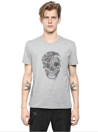 正品 Alexander McQueen 男士骷髅头印花短袖T恤 174981 QCZ50 正品 Alexander McQueen 男士骷髅头印花短袖T恤 174981 QCZ50