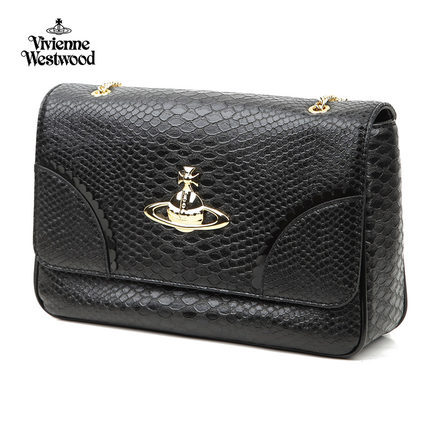 Vivienne Westwood/薇薇安威斯特伍德黑色鱼鳞纹Logo链条单肩包 Vivienne Westwood/薇薇安威斯特伍德黑色鱼鳞纹Logo链条单肩包