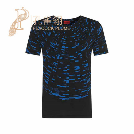 波士/BOSSboss男装16新款男士圆领全棉时尚 几何渐变T恤50310797