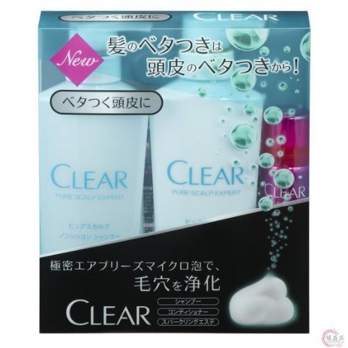 日本 CLEAR 清扬 无硅 天然 清爽滋养 洗发水370g 护发素370g 头皮护理液40g 套装