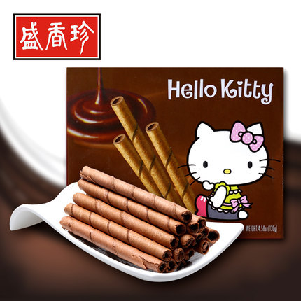 盛香珍 hello kitty榛果巧克力口味卷心酥饼干130克 台湾进口零食