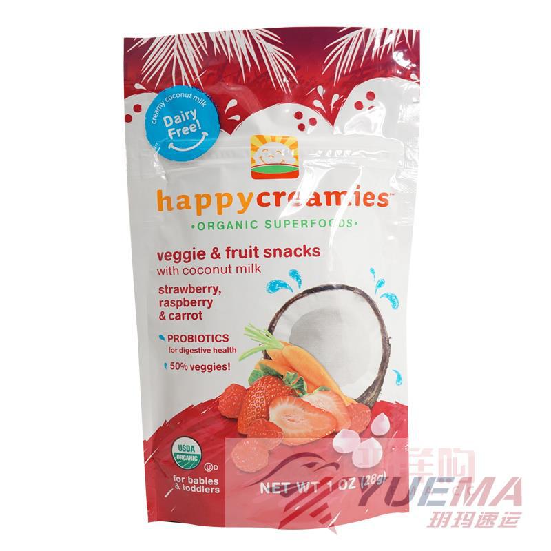 美国直邮 Happy Bellies禧贝3段草莓胡萝卜覆盆子味椰奶酸奶小溶豆 28g