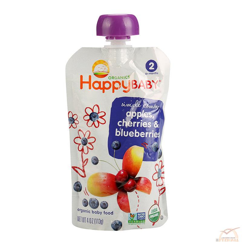 HAPPY BABY禧贝 苹果樱桃蓝莓泥2段(6个月) 113克(4安士)/包