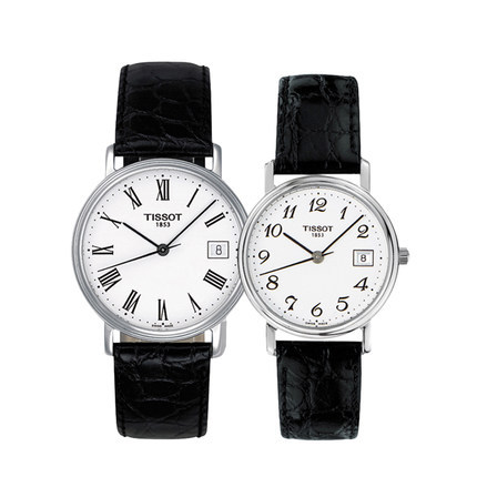 瑞士天梭 石英表心意超薄皮带 情侣表T52.1.421.13-T52.1.121.12