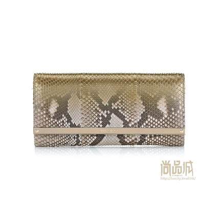 正品jimmy choo周仰杰2016新款女包时尚长款蟒蛇皮手拿包MILLAMYP