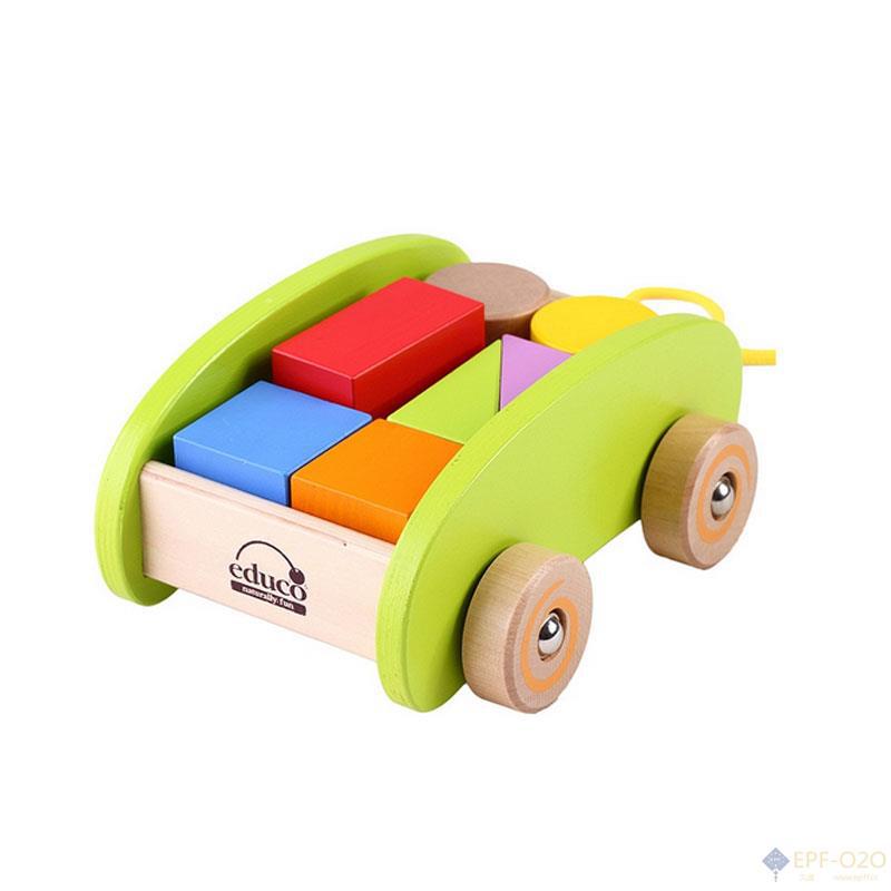 Hape 拖拉积木车 五彩色 Hape 拖拉积木车 五彩色