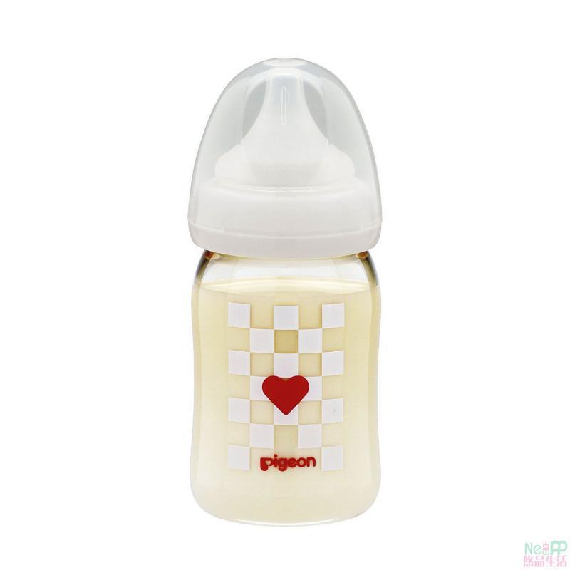 日本贝亲Pigeon 母乳实感宽口径PPSU奶瓶 红心 160ML