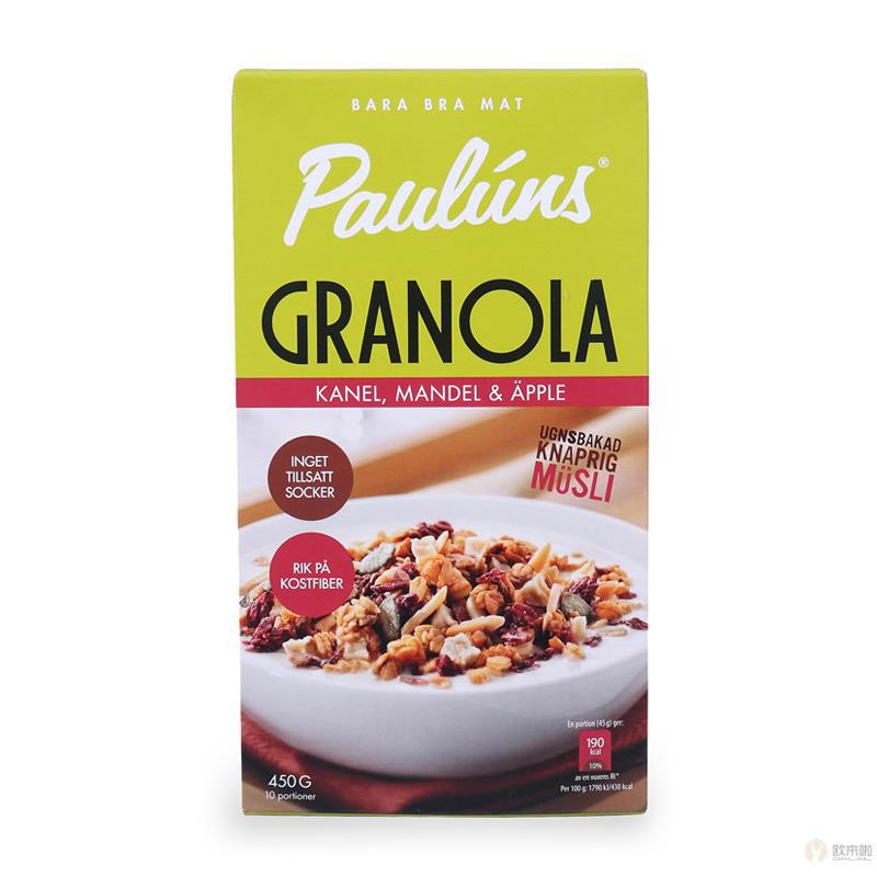 瑞典 Pauluns 健康香脆麦片什锦燕麦肉桂杏仁和苹果口味