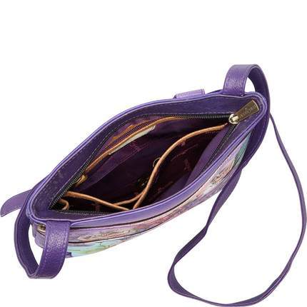 美国直邮 Anuschka CT39-144132 女斜挎包紫色花朵时尚小号皮质