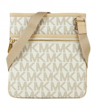 MICHAEL KORS PVC字母满版前拉炼扁斜背包(米白) MICHAEL KORS PVC字母满版前拉炼扁斜背包(米白)