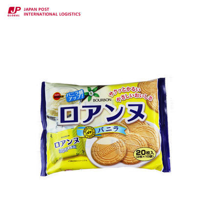 日本进口零食布尔本香草味香甜夹心威化薄脆圆饼饼干20枚入