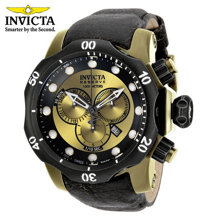 瑞士INVICTA海外直邮大表盘石英表男1000米防水计时码表蓝宝镜面