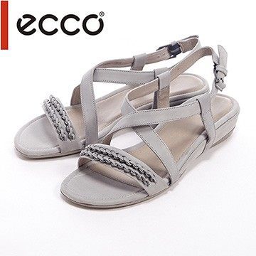 ECCO Wild Dove 麻花辫设计扣环低跟凉鞋女鞋台湾官网直邮进口