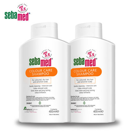 德国进口施巴护色洗发露400ml*2支 染后锁色修护洗发水无硅油