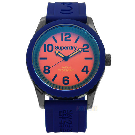 Superdry 极度乾燥 / SYG146UO / 炫色运动风品牌LOGO矽胶手表 橘