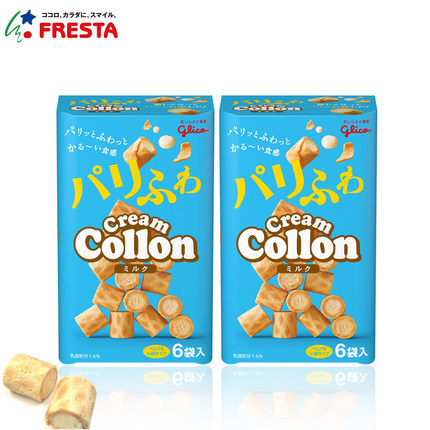 日本正品glico格力高Collon可珑奶油卷饼干甜办公室零食2盒装