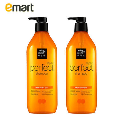 EMART海外正品miseenscene美妆仙修复损伤柔顺亮发洗发水680ml*2