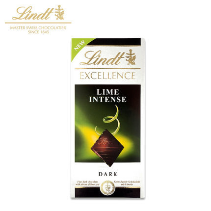 Lindt瑞士莲 特醇青柠排块黑巧克力100g休闲进口零食食品