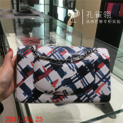 Chanel/香奈儿chanel女包16春款印花口盖单肩包A01112Y60587C9045