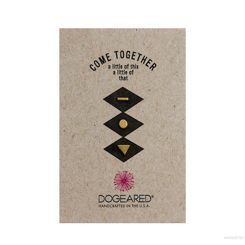 美国Dogeared多琪儿 条形金豆豆三角形组合装注金小耳钉耳环3SG-GZ00-201800