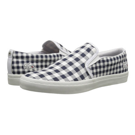 Lacoste/拉科斯特夏季新款男士低帮鞋 格子透气帆布鞋男鞋