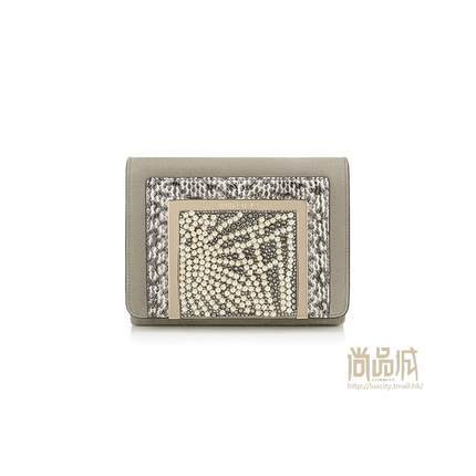 正品直邮jimmy choo周仰杰2016新款女包时尚真皮串珠手拿包AVAUES