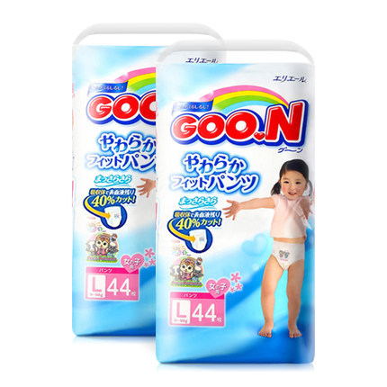 大王GOO.N 短裤式纸尿裤女宝宝 大号L44*2拉拉裤 舒适柔软透气
