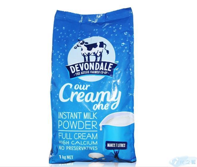 澳大利亚进口全脂成人奶粉-德运Devondale 高钙全脂成人奶粉1KG袋装