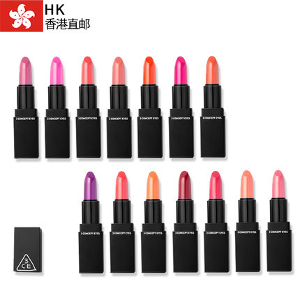 韩国正品3CE哑光雾面唇膏3.5g 不易脱色黑方管口红 直邮正品