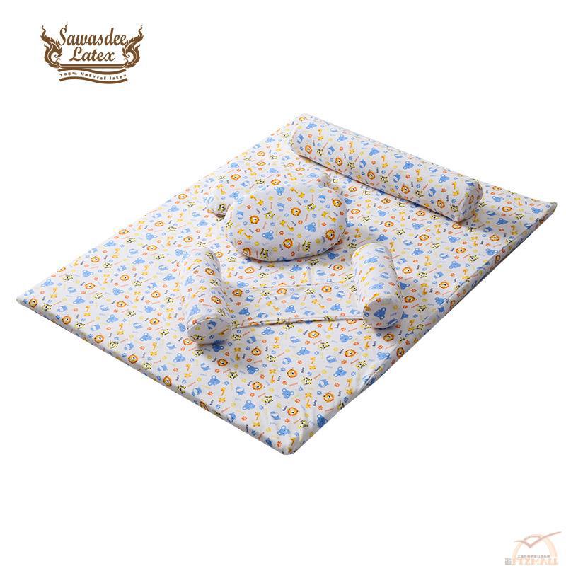 泰国进口婴幼儿床品套件-Sawasdee 萨瓦斯蒂 泰国婴幼儿天然乳胶床上5件套(床单床套枕头套*2床罩)(白色)