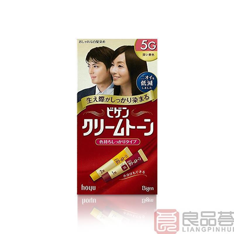 日本进口茶色染发膏-美源染发膏hoyu bigen5G自然茶色 护发染发膏 男女通用 膏体染发剂 染发膏