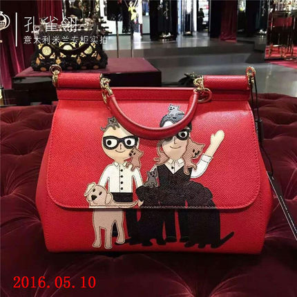 DolceGabbana杜嘉班纳女包16新款纯色贴画西西里手提包 两色可选 DolceGabbana杜嘉班纳女包16新款纯色贴画西西里手提包 两色可选