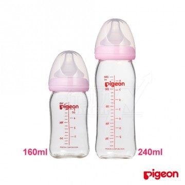 日本《Pigeon 贝亲》母乳实感宽口玻璃奶瓶组【粉红色240ml+160ml 日本《Pigeon 贝亲》母乳实感宽口玻璃奶瓶组【粉红色240ml+160ml