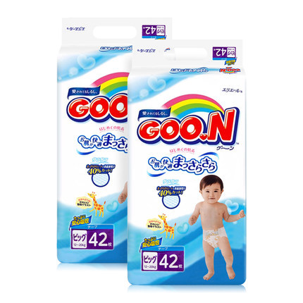 大王Goo.N轻薄透气干爽维E婴儿纸尿裤尿不湿XL42 (12-20KG) 2包装