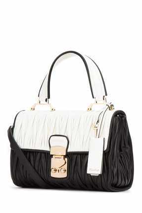 Miu Miu/羊皮褶皱拼色手提包 Miu Miu/羊皮褶皱拼色手提包