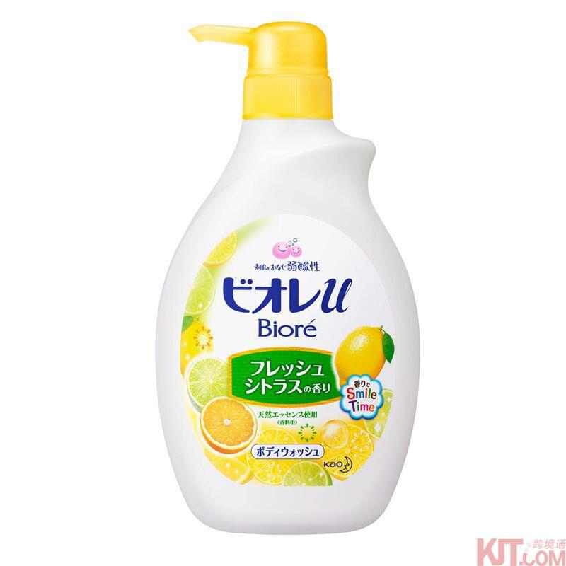 日本进口沐浴露-花王 碧柔Biore 新鲜柑橘香沐浴露 本体 530ml