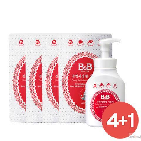 韩国正品直邮保宁 宝宝奶瓶泡沫型清洁剂 补充装*4个 450ml*1瓶