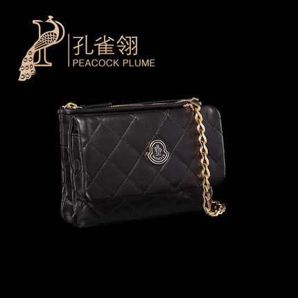 moncler蒙口女包16新款黑色暗扣格子压线 斜跨 单肩包45297922ew