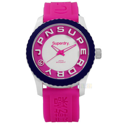 Superdry 极度乾燥 / SYL146PW / Tokyo 东京炫彩立体矽胶手表 白