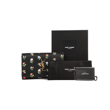 直邮YSL/圣罗兰翻盖磁扣单肩包 链条花卉黑色女包377829 CXV1J 直邮YSL/圣罗兰翻盖磁扣单肩包 链条花卉黑色女包377829 CXV1J