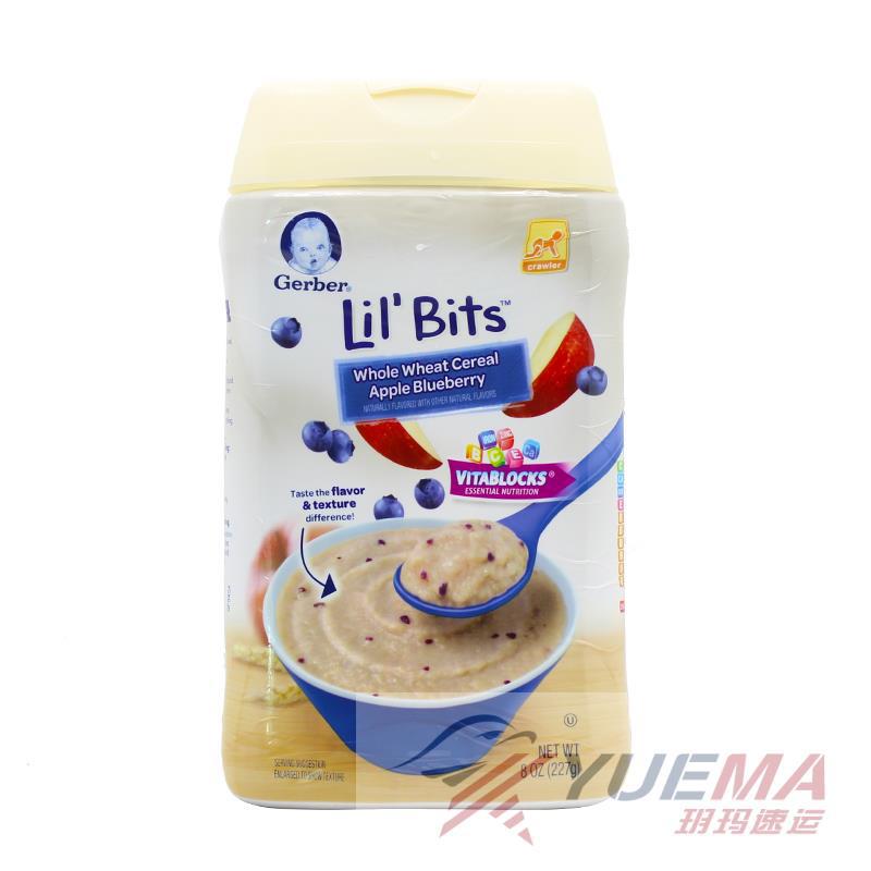 美国进口水果燕麦米粉-Gerber嘉宝3段 高铁锌 苹果蓝莓燕麦米粉 227克