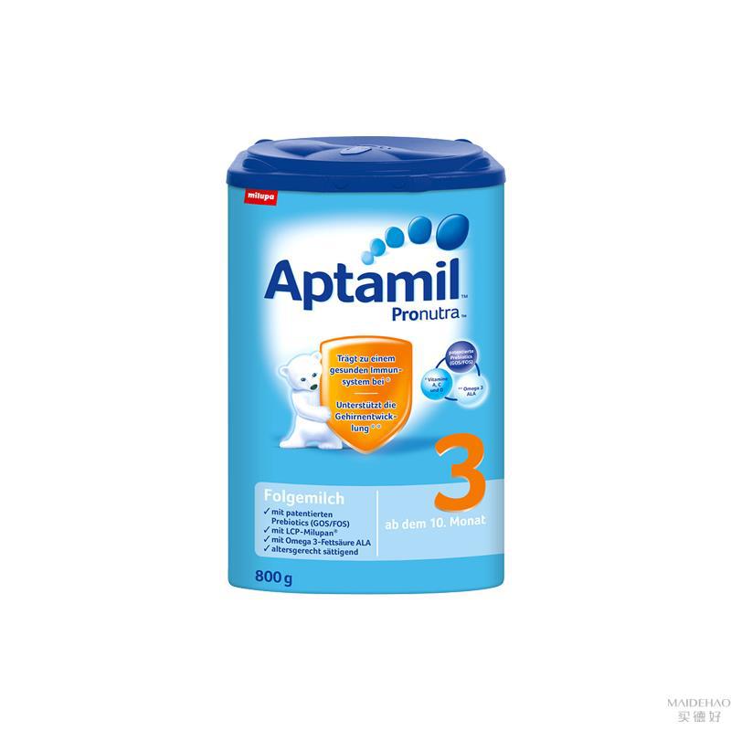 德国爱他美Aptamil蓝色罐装3段婴幼儿奶粉10-12个月800g(800g_罐装)