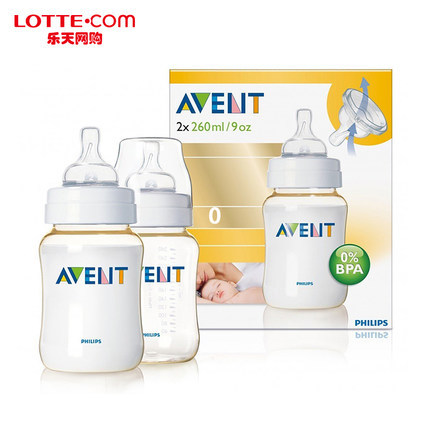 乐天网购AVENT新安怡宽口径婴儿奶瓶260mlPES奶瓶防胀气奶瓶正品