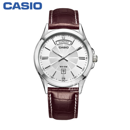 【香港直邮】卡西欧手表 男士商务休闲皮带防水男表MTP-1381L-7A