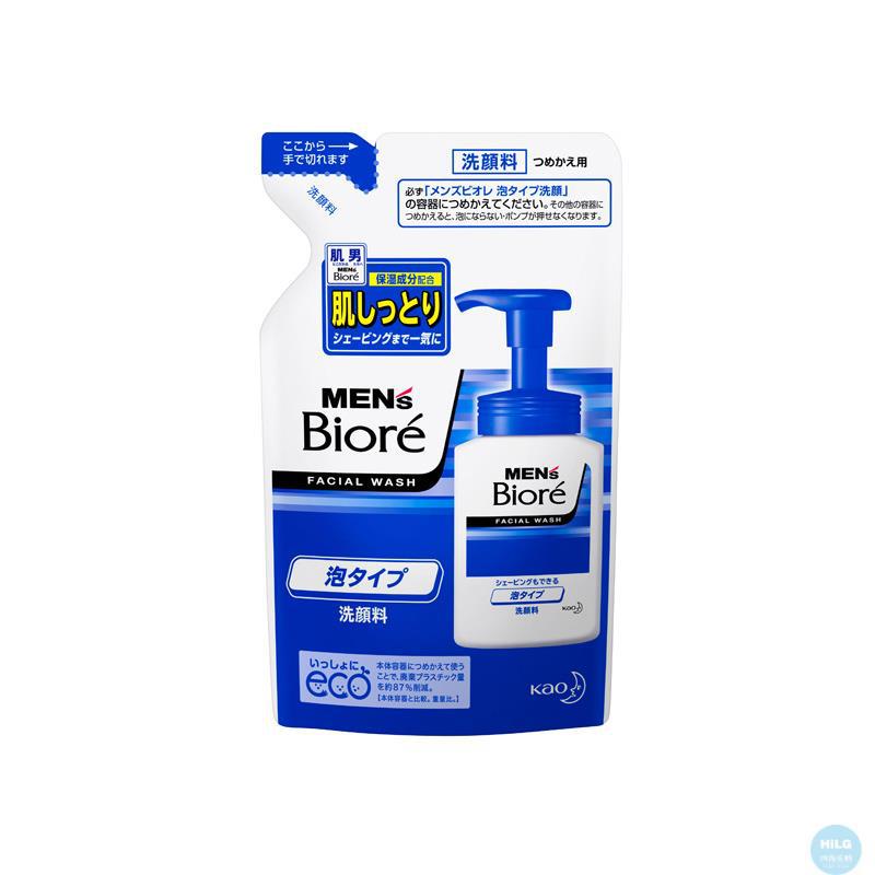 日本Kao花王 碧柔Biore/男士洁面剃须两用泡沫洗面奶130ml替换装 绿色祛痘款