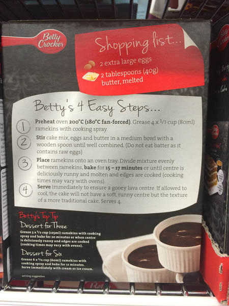 澳大利亚进口巧克力熔岩蛋糕-Betty Crocker Irresistibles巧克力熔岩蛋糕240g