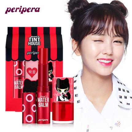 PERIPERA/菲丽菲拉韩国正品甜心芭比染唇液+炫彩润唇膏套装