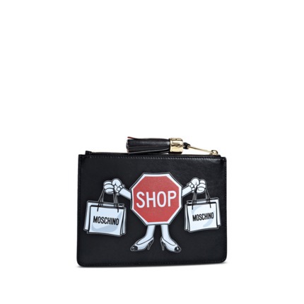 正品Moschino莫斯奇诺2016新款女士纯色拉链手拿包 45283424tg