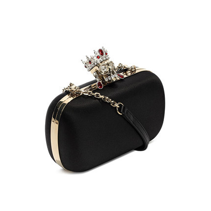 ALEXANDER MCQUEEN麦昆女包16春款丝缎链条手拿包415453KR79Z1000