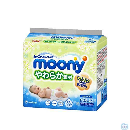 日本进口婴幼儿湿纸巾-Unicharm尤妮佳婴幼儿湿纸巾 湿纸巾 补充装80片X3包